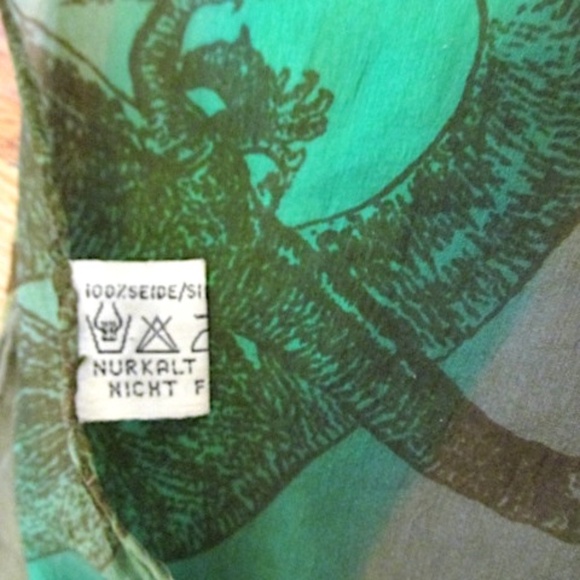 Green&Brown Dino Sheer Silk Scarf - Picture 5 of 7